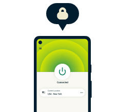 由 ExpressVPN 保护的手机。